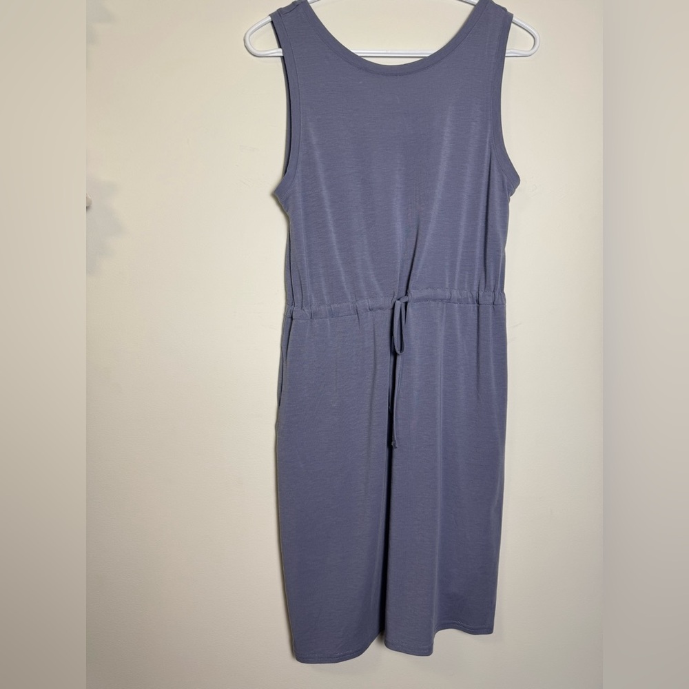 Columbia Blue Light Midi Dress Sleeveless Casual Pockets Drawstring Size XS